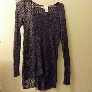NWT open knit high low sweater dark purple